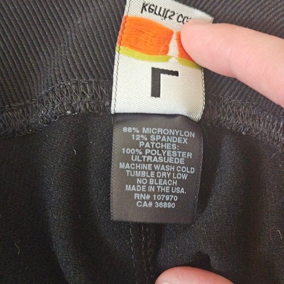 Kerrits Equestrian Knee Patch Riding Breeches Tights Womens Size L Black Horse - Picture 10 of 10